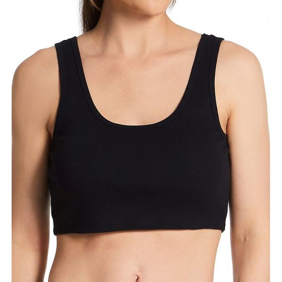 Cottonique 100% Organic Cotton Rib Bra Liner -  Black  2232 - Picture 1 of 1